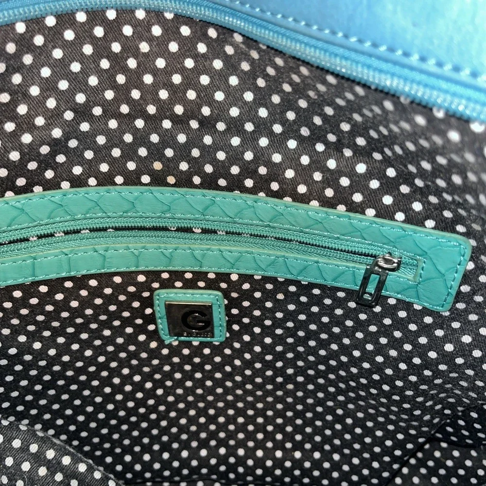 Vintage G By GUESS Blue & Teal Snakeskin G Logo Bag Purse‎ Handbag Y2K
